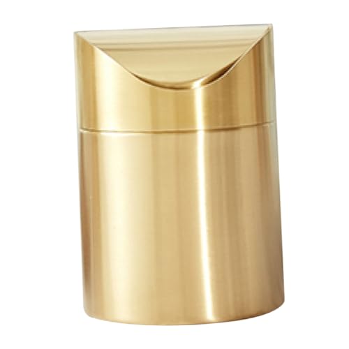 Luxshiny Mini Mülleimer aus mit Deckel Goldfarbener Desktop Abfallbehälter für Büro und Auto Platzsparender Vielseitiger Papierkorb für Unterwegs Arbeitsplatte von Luxshiny