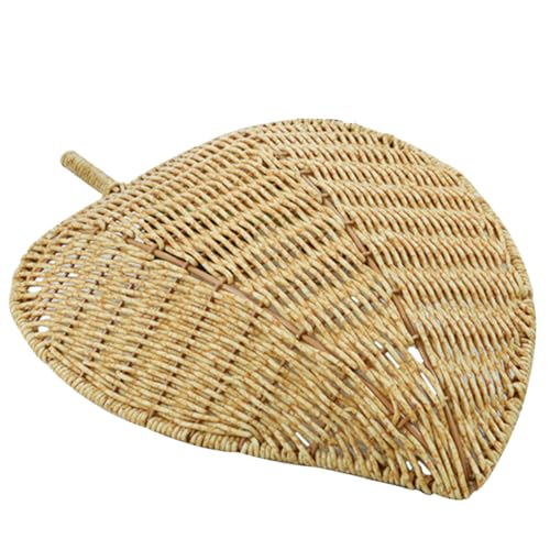 Luxshiny Rattan-Obstschale Gewebte Körbe Korb mit Deckel Weidenkorb Tablett Früchte groß Obstkorb auf der Arbeitsplatte Tablett aus Rattanimitat Snackkorb pp Light Brown von Luxshiny
