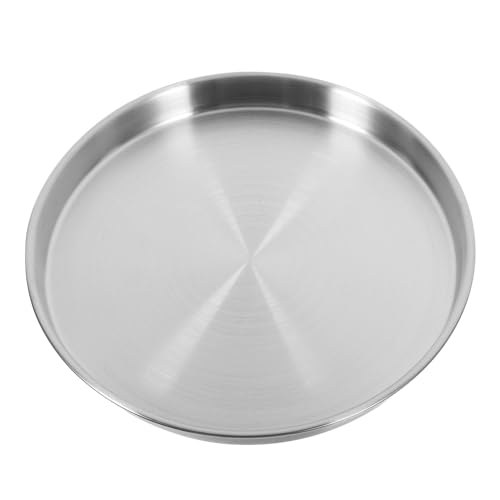 Luxshiny Runde Teller Aus Edelstahl 22 Cm Metall Unzerbrechliches Speisegeschirr Verdicktes Steaktablett Sushi-Snack-Platte Vorspeise Dessertbehälter Für Zuhause Küche Bar Silber von Luxshiny