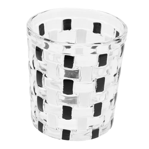 Luxshiny Stylischer Zahnpflegebecher Aus Glas Mit Karomuster Vielseitiger Mundspülbecher Für Zuhause Und Unterwegs Dekorativ Und Funktional Als Zahnbürstenhalter von Luxshiny