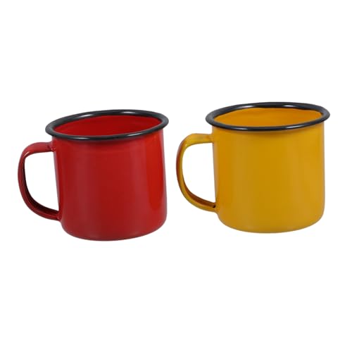 Luxshiny 2st Farbiger Emailbecher Teetasse Martini-becher Kinderanzüge Cocktailgläser Campingkaffee Camping- Kaffeetassen Metallbecher Mit Henkel Hochzeit Emaille Reisen Rührschüssel von Luxshiny