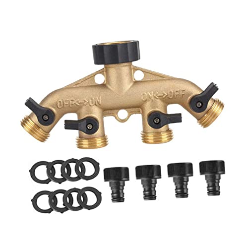 Luxshiny Wasserhahn Verteiler Messing mit Kugelhahn für Gartenbewässerung für Blumenbeete und Autowäsche von Luxshiny