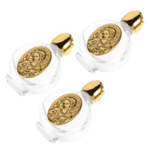 Luxshiny 3stücke Glas Flasche Für Heiliges Wasser Dekorative Wasserbehälter Für Kirchen Und Hochzeiten Elegante Und Tragbare Flasche Mit Kunstvollem Design Für Religiöse Anlässe von Luxshiny