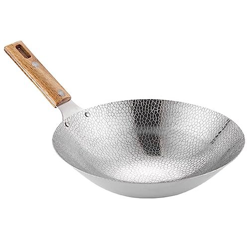 Luxshiny Wok-Pfanne Antihaft-Bratpfanne – Cm Großer Wok-Kochtopf Mit Rundem Boden Multifunktions-Bratwok Mit Holzgriff Für Gasherd Oder Elektroherd von Luxshiny