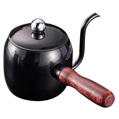 Luxshiny mit Holzgriff Japanische Mini Handfilterkanne für Kaffee Tee Hochwertiger Wasserkocher für Büro Zuhause Praktisch Dekorativ Tropffreier Ausguss von Luxshiny