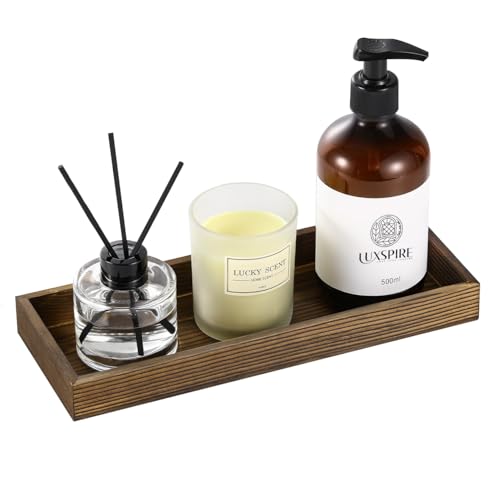 Luxspire Holz Badezimmer Tablett, Schminktisch Tablett Organizer Seifenablage Rechteckig für Küche, Landhausstil Holztablett Schmucktablett für Küchentheke Badezimmer Deko, 28,5 x 11 cm, Braun Luxspire Holz Badezimmer Tablett, Schminktisch Tablett Organizer Seifenablage Rechteckig für Küche, Landhausstil Holztablett Schmucktablett für Küchentheke Badezimmer Deko, 28,5 x 11 cm, Braun von Luxspire