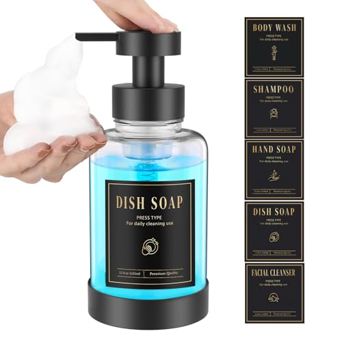 Luxspire Schaumseifenspender, Glasschaum-Pumpseifenspender, Rutschfester Handseifenspender mit 5 wasserfesten Etiketten, 450ml/15oz nachfüllbarer Flüssigseifenspender für Bad & Küche, Klar, 1 Stück Luxspire Schaumseifenspender, Glasschaum-Pumpseifenspender, Rutschfester Handseifenspender mit 5 wasserfesten Etiketten, 450ml/15oz nachfüllbarer Flüssigseifenspender für Bad & Küche, Klar, 1 Stück von Luxspire