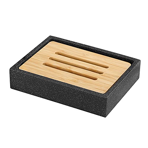Luxspire Seifenschale mit Bambushalter, Glänzend und Elegant Rechteckig Seifenhalter aus Harz und Marmor, Schnell Trockend Seifenbox Seifenablage Gehäuse für Küche, Bad, Dusche - Tinte Schwarz Luxspire Seifenschale mit Bambushalter, Glänzend und Elegant Rechteckig Seifenhalter aus Harz und Marmor, Schnell Trockend Seifenbox Seifenablage Gehäuse für Küche, Bad, Dusche - Tinte Schwarz von Luxspire
