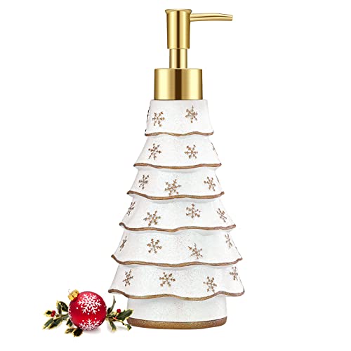 Luxspire Seifenspender, 300ml Harz Seifendosierer Weihnachtsdeko Spülmittel Lotion Pumpflasche Flüssigseifen Halter Nachfüllbar Flüssigglasflasche mit Pump Spülmittelspender für Bad Küche Dusche, Baum von Luxspire