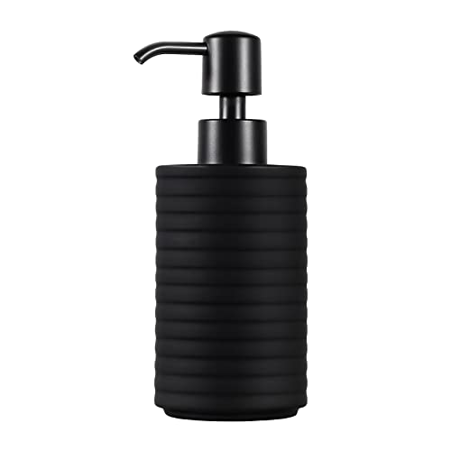 Luxspire Seifenspender Schwarz Matt, 360ml Handwäsche Spender spülmittelspender Pumpspender Flüssigseifen Pumpflaschenspender Lotionspender Seifenspender Küche Bad Dusche Waschbecken, Säulenform von Luxspire