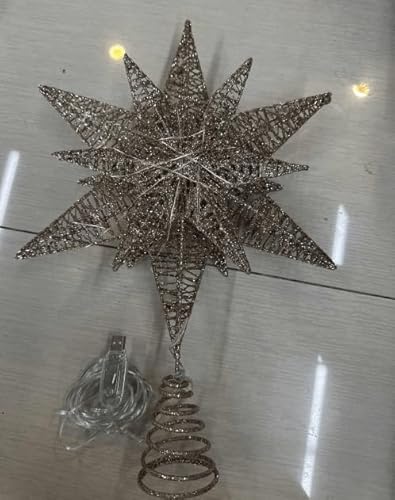 Luxspire Weihnachtsbaumspitze, doppellagig Glitzer Metall 3D beleuchtet Baum Topper mit USB Stecker & Fernbedienung, 10,6" Weihnachtsdeko Lichter für Zuhause Party,Hexagram-Champagne Gold Luxspire Weihnachtsbaumspitze, doppellagig Glitzer Metall 3D beleuchtet Baum Topper mit USB Stecker & Fernbedienung, 10,6" Weihnachtsdeko Lichter für Zuhause Party,Hexagram-Champagne Gold von Luxspire