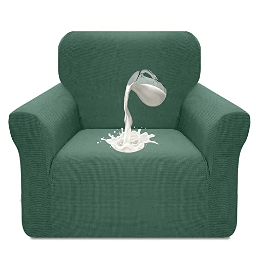 Earnmore Stretch Wasserdicht Sofabezug für 1 Sitzer Stylish Pattern Sofahusse Anti Rutsch Kratzfest Couchhusse mit Anti-Rutsch-Schaumstoffe (1 Sitzer, Salbei) von Earnmore