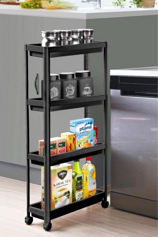 Luxury Bites Beistellwagen Rollwagen 4 Ebenen Unterschrank regal Küche, Platzsparender Küchenwagen für Küche, Bad oder Büro Luxury Bites Beistellwagen Rollwagen 4 Ebenen Unterschrank regal Küche, Platzsparender Küchenwagen für Küche, Bad oder Büro von Luxury Bites