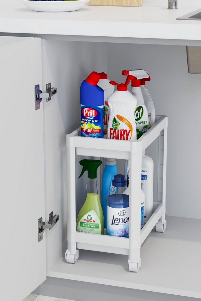 Luxury Bites Spülenunterschrank Flexibles Untertischregal mit Rollen, 2 Ebenen Luxury Bites Spülenunterschrank Flexibles Untertischregal mit Rollen, 2 Ebenen von Luxury Bites
