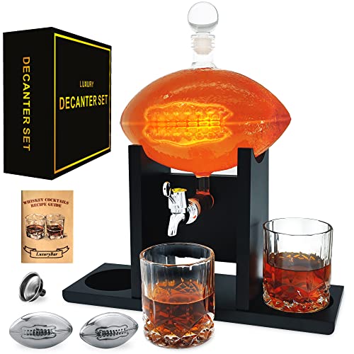 Fußball-Whiskey-Dekanter-Set mit Gläsern und Eis, 8-teiliges Likör-Dekanter-Set, Bourbon-Dekanter, Whiskey-Geschenke für Männer, Vater, Wodka, Tequila, Dekanter, Whiskey, Dekanter-Sets für Männer von LuxuryBar