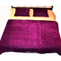 Lila Samt Quilt König Tröster Tagesdecke Wolldecken Bettwäsche Sets Dekokissen Kissenbezug, Vatertagsgeschenk von LuxuryEtsyCollection