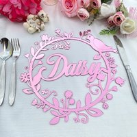 Rosa Personalisierte Tischsets, Tischdekoration Mit Blumen, Für Babypartys, Platzteller Aus Acryl, Esstischset, Individuelle von LuxuryHomeArt