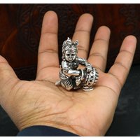 925 Sterling Silber Vintage Design Massiv Bal Ladu Gopal Kleines Baby Krishna, Krishna Statuen Makkhan Figur Puja Su225 von LuxurySilverGifts
