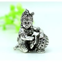925 Sterling Silber Vintage Design Massiv Bal Ladu Gopal Kleines Baby Krishna, Krishna Statuen Makkhan Figur Puja Su226 von LuxurySilverGifts