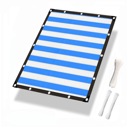 Luxurysail Sonnenschutznetz für den Garten Stoff Schattennetz für den Außenbereich Windschutzscheibe Schatten Hinterhof Terrasse Balkon inkl. Kabelbinder 9 Farben 444 Größen Blau & Weiß 2x2.6m von Luxurysail