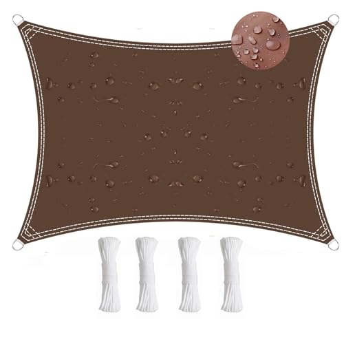 Luxurysail Sonnensegel rechteckig dreieckig wasserdicht Sonnenschutz-Markisendach 98% UV-Schutz für den Außenbereich Garten Terrasse Hofparty Braun 2.6x4.4m von Luxurysail