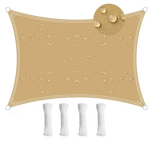 Luxurysail Sonnensegel rechteckig dreieckig wasserdicht Sonnenschutz-Markisendach 98% UV-Schutz für den Außenbereich Garten Terrasse Hofparty Khaki 2.4x4.4m von Luxurysail
