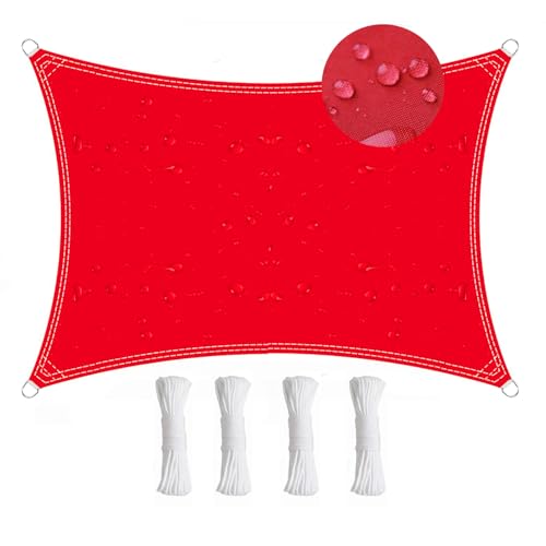 Luxurysail Sonnensegel rechteckig dreieckig wasserdicht Sonnenschutz-Markisendach 98% UV-Schutz für den Außenbereich Garten Terrasse Hofparty Rot 1.6x1.8m von Luxurysail