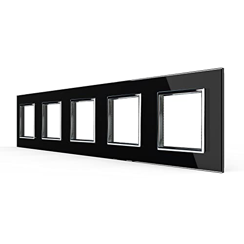 5-Fach Glas Rahmen Panel Livolo Schwarz BB-C7-SR/SR/SR/SR/SR-12 von Luxus-Lamp