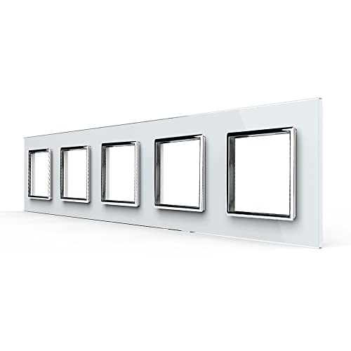 5-Fach Glas Rahmen Panel Livolo Weiß BB-C7-SR/SR/SR/SR/SR-11 von Luxus-Lamp