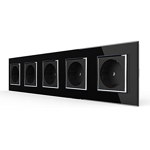 LIVOLO Steckdose Glasrahmen 5 Fach Schwarz mit Kindersicherung VL-C7C1EU-12 VL-C7C1EU-12 VL-C7C1EU-12 VL-C7C1EU-12 VL-C7C1EU-12 Schwarz von Luxus-Lamp