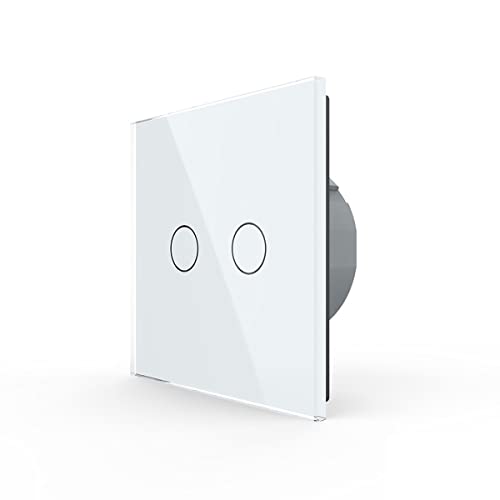 Livolo Glas Serienwechselschalter Funkschalter Touch Weiß 2 Weg Funk Lichtschalter doppel Touschschalter für zwei Leuchten Steuerbar mit Fernbedienung VL-C702SR-11 von Luxus-Lamp