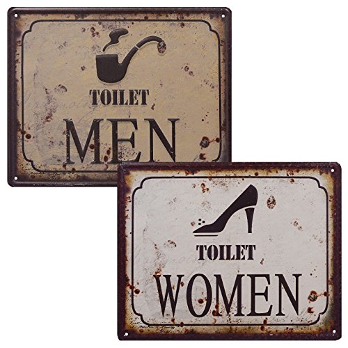 Luxus Pur UG 2 WC Schilder Toilet Women & Toilet Men Retro Blechschilder 3D Toiletten Schild von Luxus Pur UG