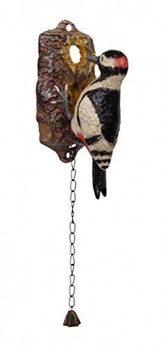 Luxus Pur UG Bunter Woodpecker Helmspecht Specht Gusseisen Türklopfer mit Glocke Garten Eisen von Luxus Pur UG