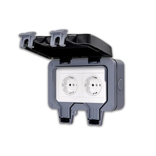 Außensteckdose Box Schuko Steckdose IP66 Wetterfest Wasserdicht Wandsteckdose Gartensteckdose mit Klappdeckel Schutzkontankt Aufputz Außensteckdose Box Schuko Steckdose IP66 Wetterfest Wasserdicht Wandsteckdose Gartensteckdose mit Klappdeckel Schutzkontankt Aufputz von Luxus-Time