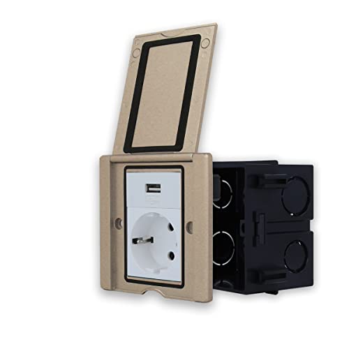 Boden Wandsteckdose Bodensteckdose Edelstahl Gold Tischsteckdose mit einer Steckdose VDE + USB Modul Bodentank Einbausteckdose versenkbar Fußboden mit Livolo Modulen Fußbodensteckdose mit Deckel IP20 Boden Wandsteckdose Bodensteckdose Edelstahl Gold Tischsteckdose mit einer Steckdose VDE + USB Modul Bodentank Einbausteckdose versenkbar Fußboden mit Livolo Modulen Fußbodensteckdose mit Deckel IP20 von Luxus-Time