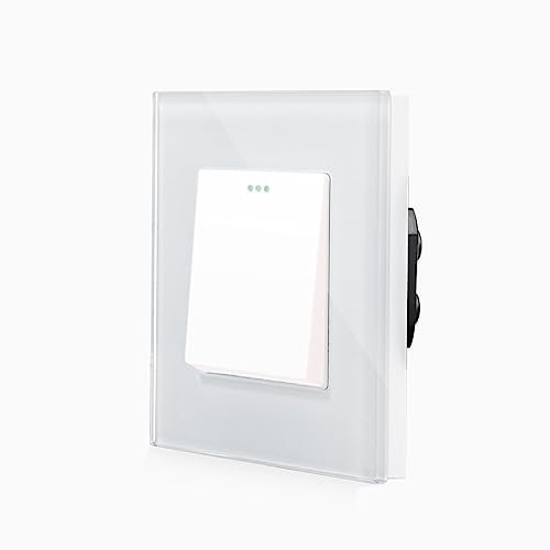 Einfacher Wipp Taster Lichtschalter Ein/Aus 1 Fach mit Glasrahmen in Schwarz von Luxus-Time Glas Wandschalter Tasten Kipp Schalter von Luxus-Time