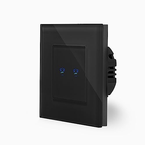 KRONE Smart Zweifacher WIFI Touch Lichtschalter Ein/Aus 1-Fach im Glasrahmen in schwarz 2-Weg Smart Home Glas Berührungs Serien Wandschalter für Alexa Google Home IFTT Tuya App gesteuert Luxus-Time von Luxus-Time