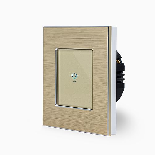 KRONE einfacher Touch Lichtschalter Ein/Aus 1-Fach im Aluminiumrahmen in Gold 1-Weg Glas Berührungs Wandschalter zum Schalter einer Leuchte, Lampe Luxus-Time KRONE einfacher Touch Lichtschalter Ein/Aus 1-Fach im Aluminiumrahmen in Gold 1-Weg Glas Berührungs Wandschalter zum Schalter einer Leuchte, Lampe Luxus-Time von Luxus-Time