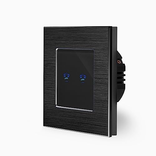 KRONE zweifacher Touch Wechsel-/Kreuzschalter Lichtschalter Ein/Aus 1-Fach im Aluminiumrahmen in schwarz 2-Weg Glas Berührungs Wechselschalter Kreuzschalter Serienlichtschalter Wandschalter Luxus-Time KRONE zweifacher Touch Wechsel-/Kreuzschalter Lichtschalter Ein/Aus 1-Fach im Aluminiumrahmen in schwarz 2-Weg Glas Berührungs Wechselschalter Kreuzschalter Serienlichtschalter Wandschalter Luxus-Time von Luxus-Time