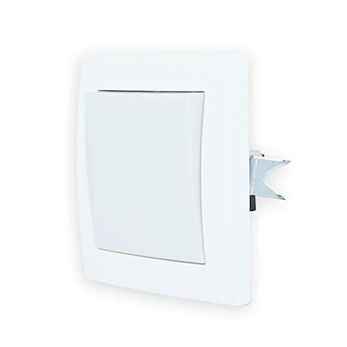 LINA Lichtschalter Steckdosen mit Kunststoff Rahmen Komplettset Unterputzdose Schuko Wandschalter Taster (Taster/Klingel ohne Symbol weiß mit Rahmen LT1-C11TM-H1-C001) von Luxus-Time