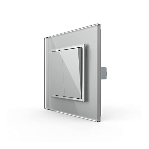 LIVOLO 2 Gang Wipp Wechselschalter Serienschalter Schalter Lichtschalter grau 2-Fach inklusive Glasblende von Luxus-Time