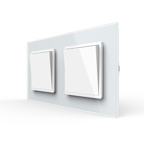 LIVOLO 2x Wipp Lichtschalter und Wechselschalter meschanischer doppelter Schalter im Glas Rahmen Kombination Kippschalter Wechsellichtschalter in Weiß Unterputz Einbau VL-C7-K1S-K1S-11-A LIVOLO 2x Wipp Lichtschalter und Wechselschalter meschanischer doppelter Schalter im Glas Rahmen Kombination Kippschalter Wechsellichtschalter in Weiß Unterputz Einbau VL-C7-K1S-K1S-11-A von Luxus-Time