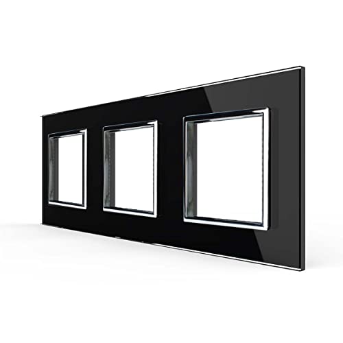 LIVOLO Glas Touch Lichtschalter Funkschalter Steckdosen Wechselschalter uvm in schwarz (nur Rahmen: VL-C7-SR/SR/SR-12) von Luxus-Time