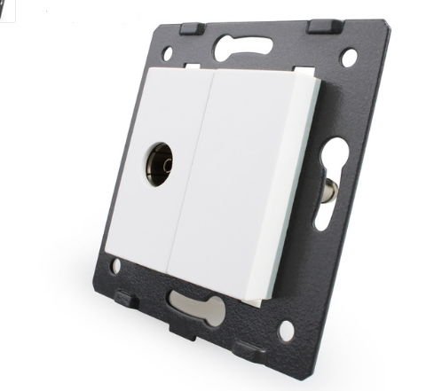 LIVOLO Glas Touch Lichtschalter Funkschalter Steckdosen Wechselschalter uvm in weiß (Modul: TV Dose VL-C7-1V-11) von Luxus-Time