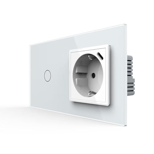 LIVOLO Glas Touch Lichtschalter und Steckdose mit USB-C 18W Anschluss Zweifach im Glasrahmen Weiß Sensorschalter Ladedose Schuko USB TYP C Unterputz Einbau VL-C701-FCTF16A-C1-SR-11-A von Luxus-Time