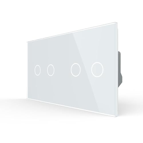 LIVOLO Rollladenschalter Touch im zeifach Glasrahmen für Jalousien Markiesen mit Motor Unterputzeinbau Einbau Rollladen Motorbetrieben aus Glas Panel VL-C702W Weiß Schwarz Grau Gold (Weiß) von Luxus-Time