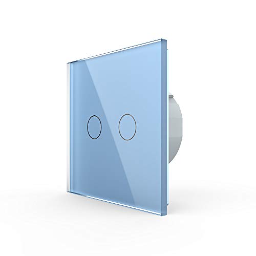 LIVOLO Serienschalter Touch VL-C702-19 Blau Bunt 2 Weg Lichtschalter Licht Schalter Wandschalter ein Fach an aus Glasrahmen Glas Blende von Luxus-Time