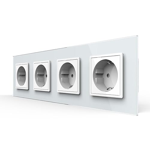 LIVOLO Touch Sensor Lichtschalter und Steckdosen Einbau USB RJ45 Bluetooth Lautsprecher Glas Wandschalter Kombinationen mehrfach Blenden Glas (Steckdose, 4-Fach) von Luxus-Time