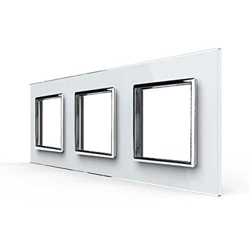 LIVOLO ZigBee 1-5 Fach Smart SmartHome Touch Steckdose inkl. Glasrahmen VL-C7ZBED-12 für Handy App steuerung WiFi Alexa in Schwarz Weiß Gold Grau (3 Fach Rahmen Weiß Chrom) von Luxus-Time