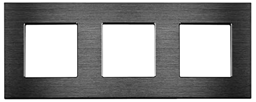 Luxus-Time Touch Aluminium Glas Lichtschalter Steckdosen USB HDMI Schwarz POINT Modul Touchlichtschalter (Nur Rahmen Aluminium 3 Fach Schwarz) von Luxus-Time